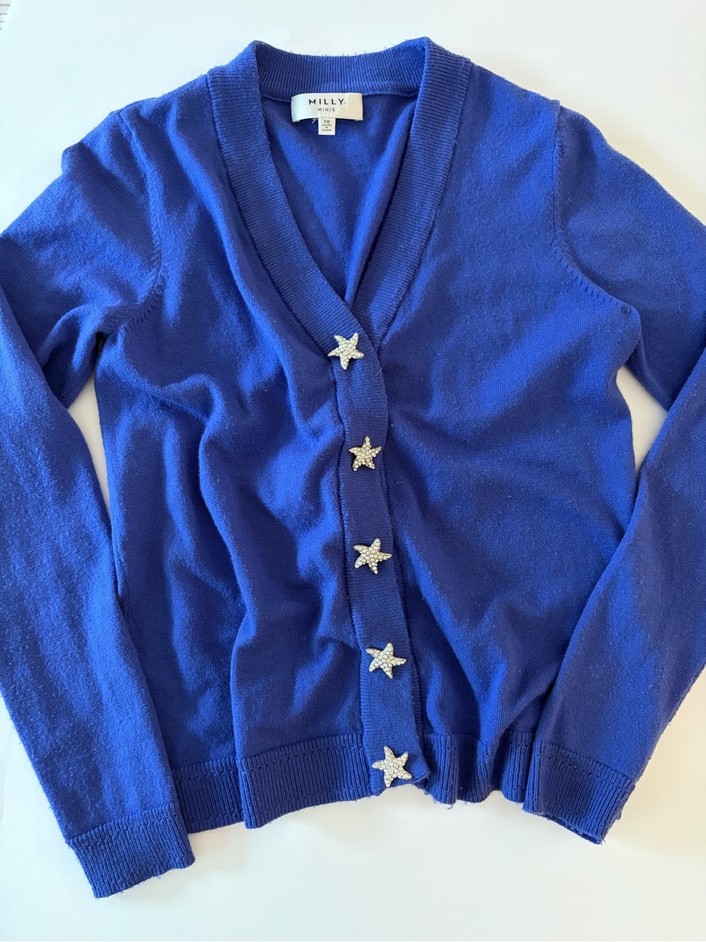 Milly Minis Girls Vibrant Blue Long Sleeve Cardigan Sweater Size 10Y